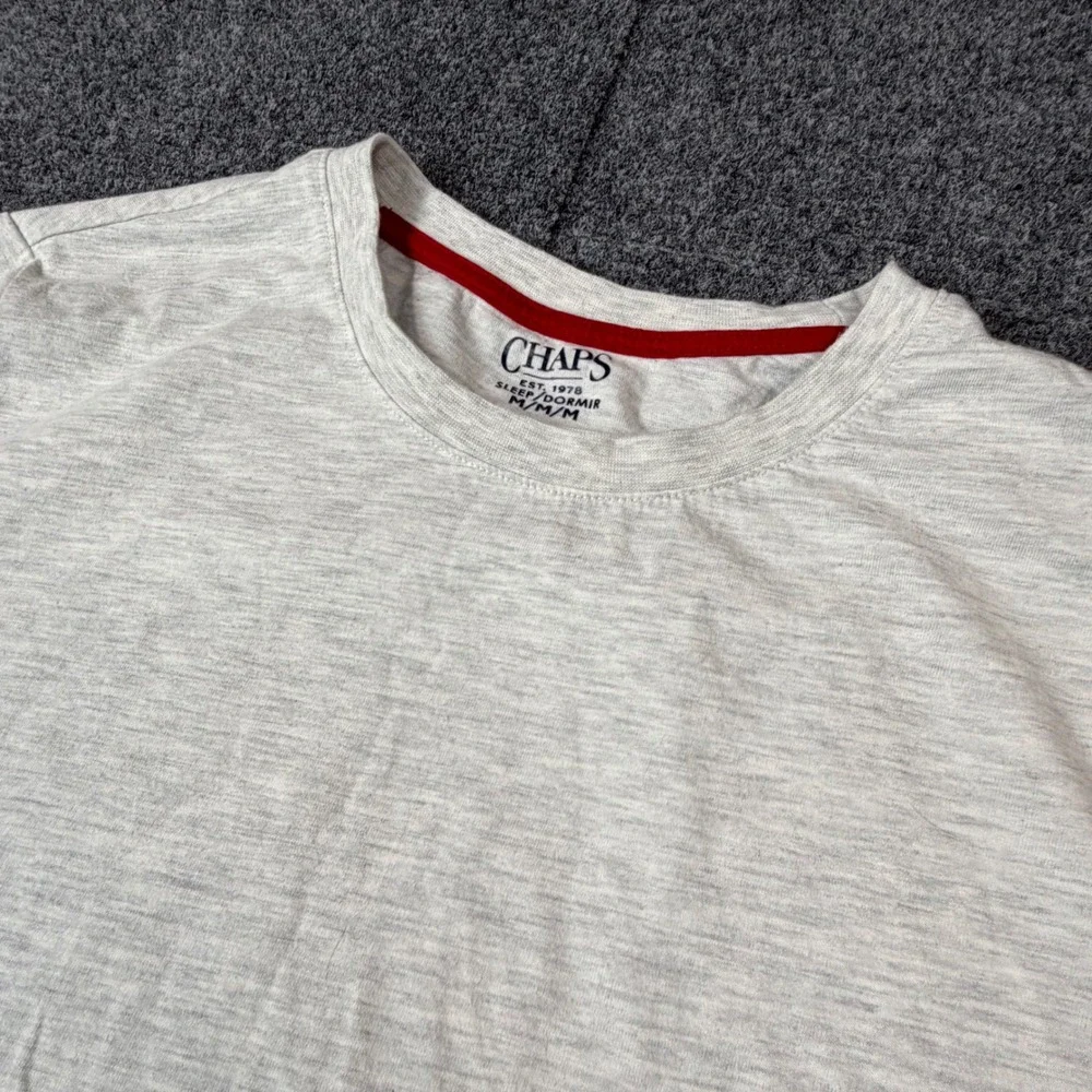 Chaps Mens Size M‎ Sleep Shirt Gray Heathered Crew Neck Short Sleeve Pajama Top